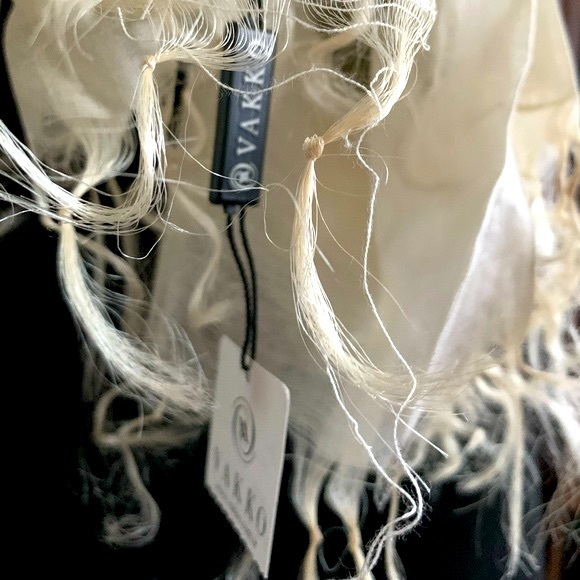 Silk & cotton blend cream color striped wrap extra long shawl - Picture 7 of 15